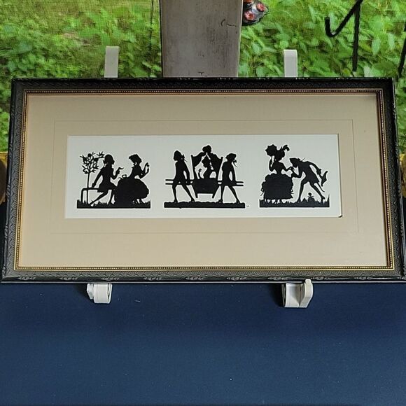 Antique Scherenschnitte framed vintage silhouettes